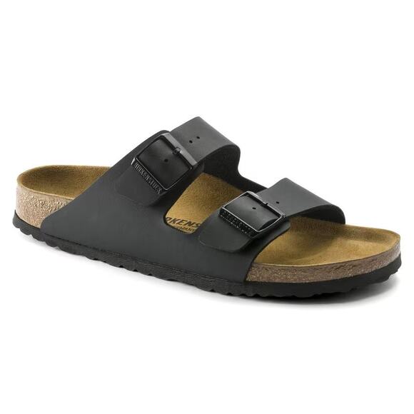 Birkenstock Arizona Birko-Flor Black Sandals Size 38 US W7/M5 - Picture 1 of 11